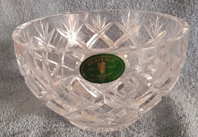 Heritage Irish Full Lead Crystal 6" bowl Mouth Blown and hand cut Ireland