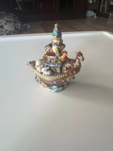 Nobility Noahs Ark Bejeweled Trinket Box Vhtf Great Condition
