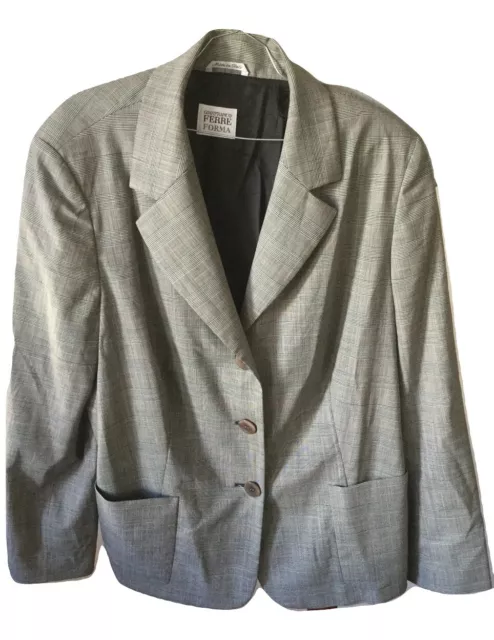 Giacca Gianfranco Ferre Forma Spalline Jacket Principe Di Galles Size 54 Vintage