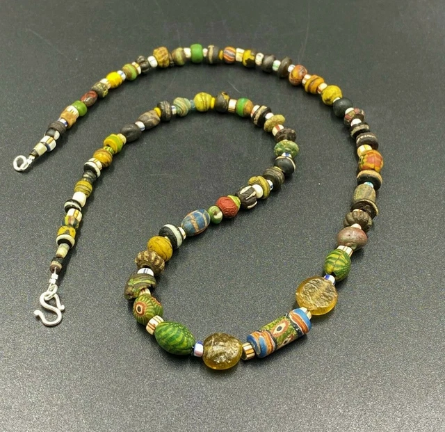 Old Beads Ancient Millefiori Multi Color Roman Glass Jewelry Necklace Antiquity