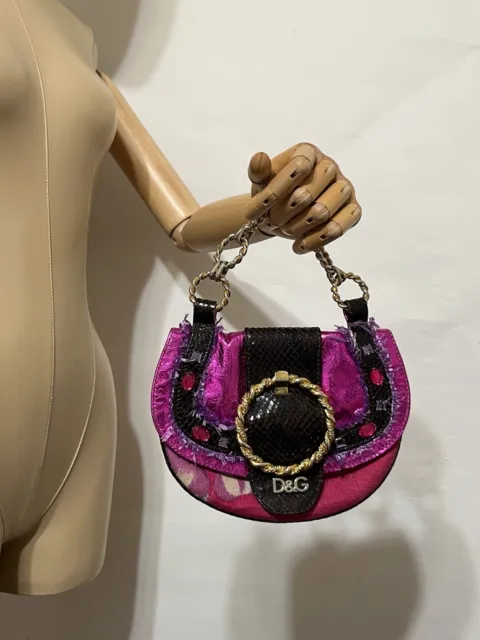 Vtg Dolce & Gabbana D&G Metallic Pink Logo Bag