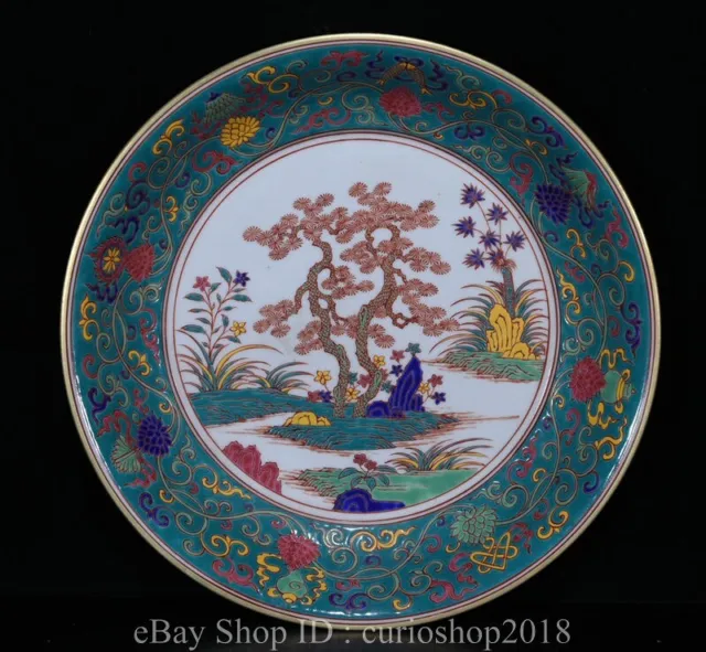 13.8 " Xuande Marked Old China Wucai Porcelain Dynasty People scenery Plate