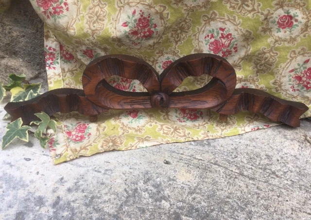ANCIEN FRONTON EN BOIS SCULPTÉ « NOEUD » XIX Ème NAPOLEON III SHABBY CHIC RARE** 2