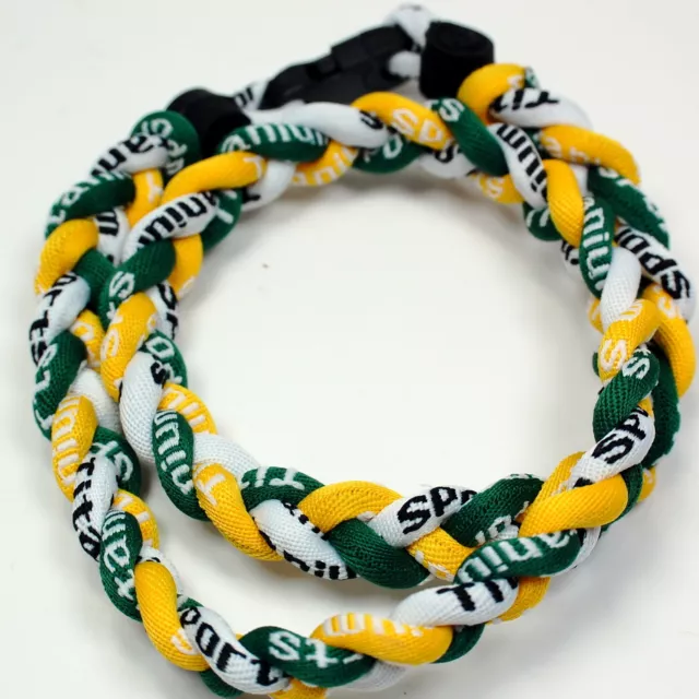 NEW! BASEBALL Titanium TORNADO Sports Necklaces 20" Yellow Green White 3 ROPE