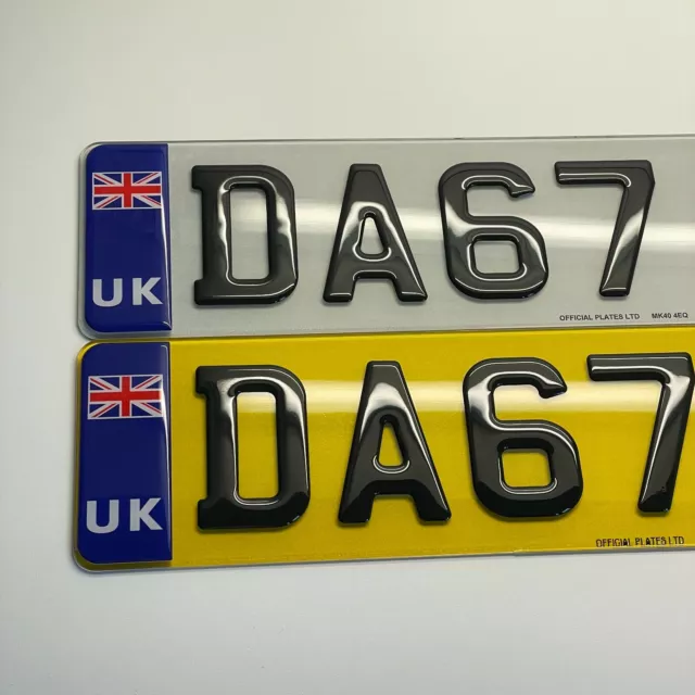 UK 3D Gel Number Plates with Union Jack Flag - VALID IN EUROPE EU