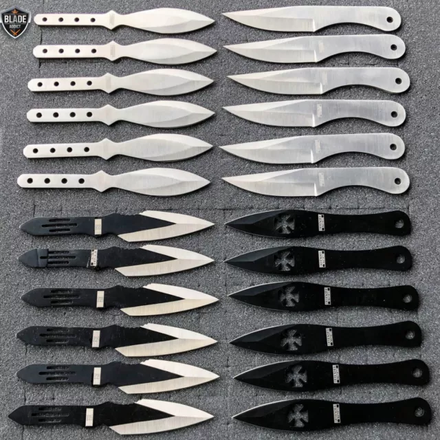 24PC Ninja Tactical Hunting MIXED Knives Ninjutsu Kunai Throwing Knife Blade Set