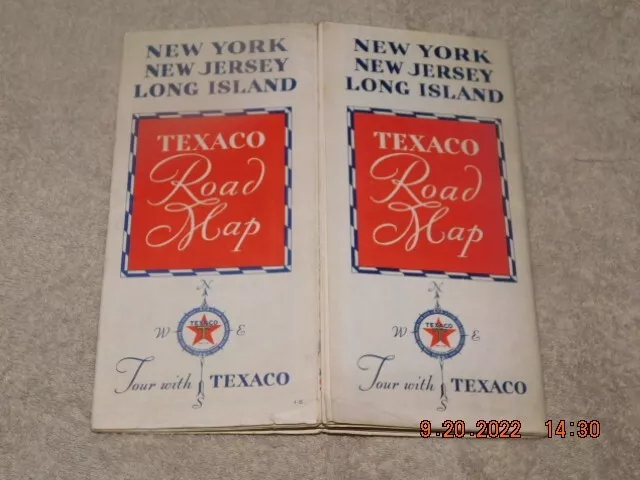 Original Very Good 1930'S ? New York / New Jersey / Long Island Texaco Road Map