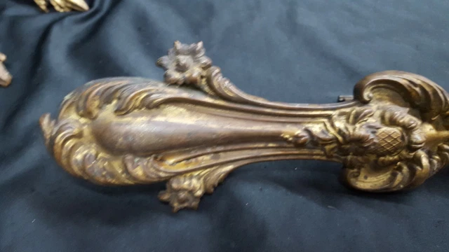 4 Antique Art Nouveau Ornate Brass Curtain Tie Backs 3