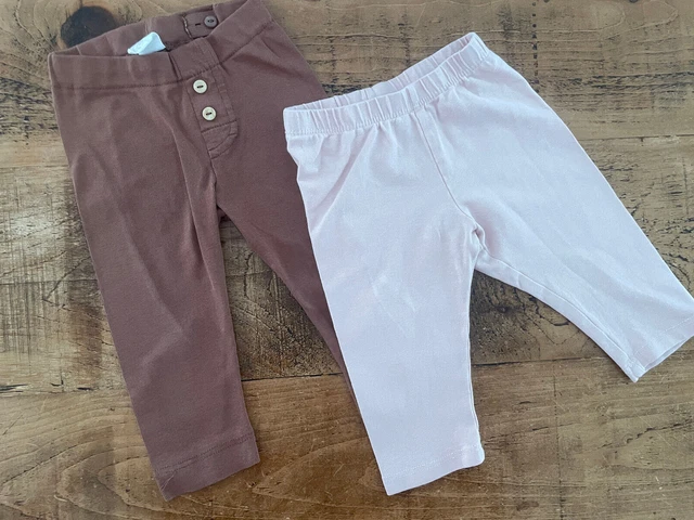 Baby Girl 6-9 months H&M 2 Pairs Brown Pink Organic Cotton Leggings
