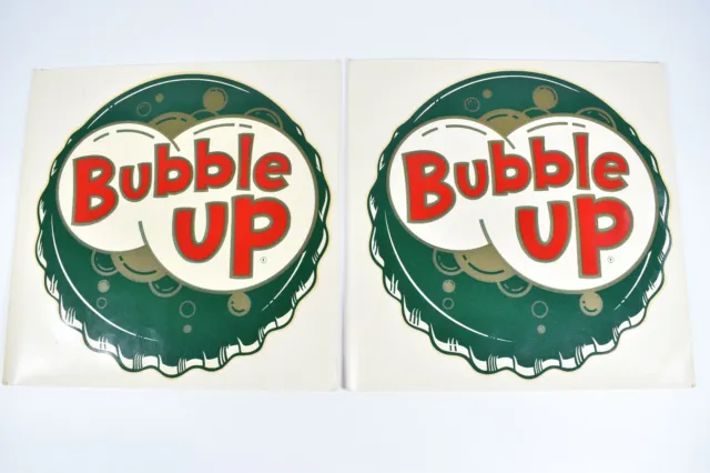 2 Vintage 1950s New Old Stock Bubble Up Soda Vending Decal Label Sign Pop Cola