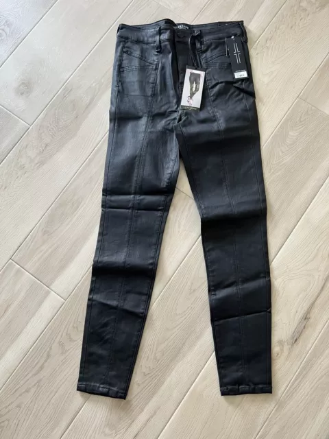 (J) NWT! Liverpool Jeans Company Womens 8 29 Black Coated Denim  Ankle Skinny