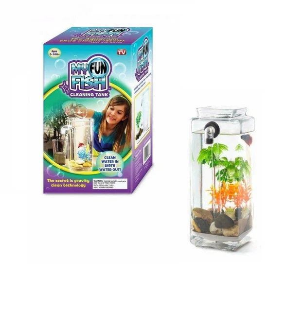 Self Cleaning Aquarium, SMALL Fish TanK Complete Kit with Light - Gravity Clean