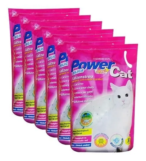 Powercat 6 x 5l = 30l Power Cat Magic Silikat Katzenstreu Forever Clean Streu