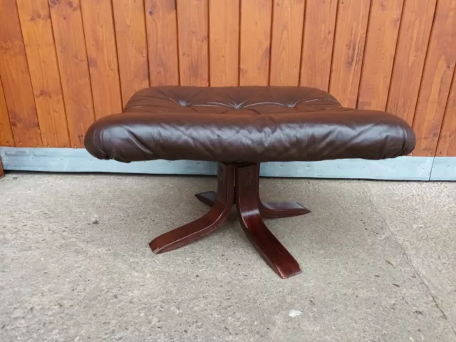 Hocker Leder Vintage 60er Fußhocker Retro Ottomane Pouf Westnofa Ära Denmark A7