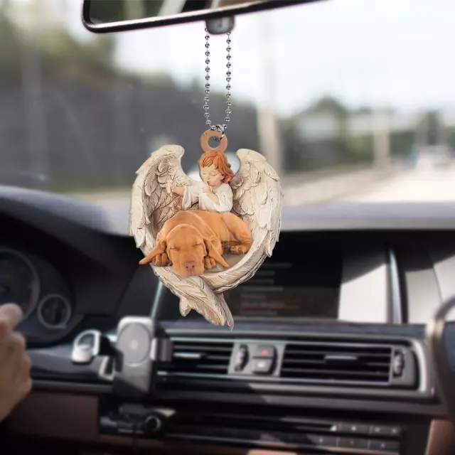 Vizsla dog sleeping Angel Wings Christmas, love Vizsla dog car Ornament Gift 3