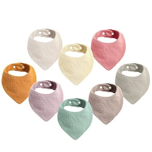 Muslin Baby Bandana Drool Bibs 100% Cotton Absorbent Bandana Bibs Set for Bab...