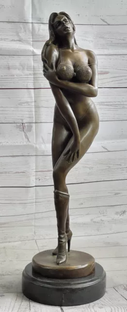 Rare and Sensual Vitaleh Bronze Figurine Woman with Bikini and Boots