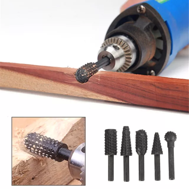 5 Pcs Rotary Tool Mini Drill Bit Set Wood Carving DIY Tools Kit for Woodworki:da