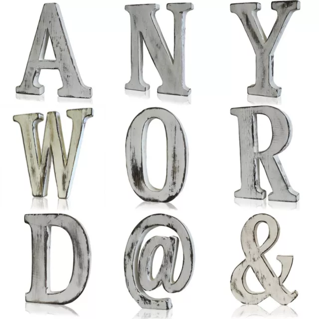 Large Shabby Chic Vintage Whitewash Wooden Any Word Letters Sign Freestanding