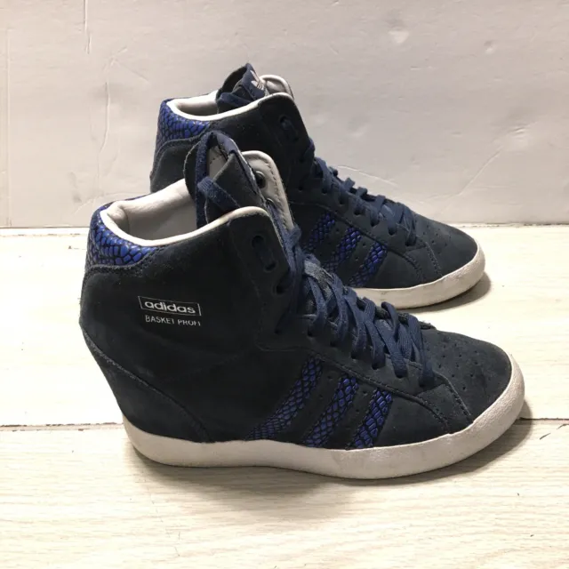 ADIDAS 'Basket Profi' Hi Hidden Wedge 3” Heel Blue Sneakers M20838 Sz 7