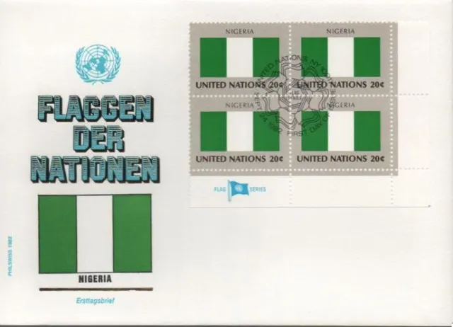 ONU UNO New York FDC 1er Jour 380 FLAG drapeau Fahne NIGERIA 1982