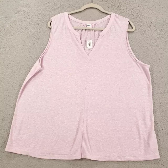 New Old Navy Tank Womens XL Pink Sleeveless Blouse Linen Blend Lightweight NWT