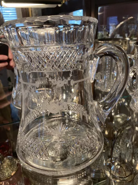 American Brilliant Period Abp: Signed: Hawkes: Cut Glass Pitcher/Jug