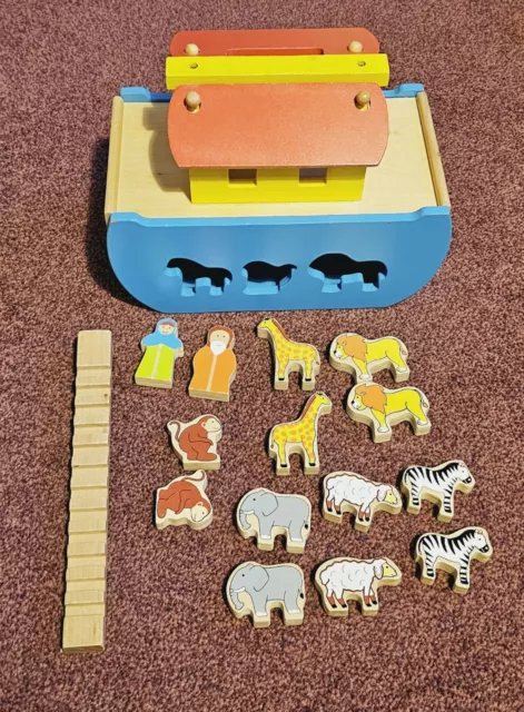 NOAHS ARK AND Animals Wooden Set Shape Sorter Baby Toy Wilko Play 7.99 PicClick UK