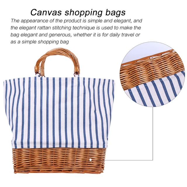 Canvas Tote Bags Rattan Canvas Tote Straw Purses Women Fashion 5