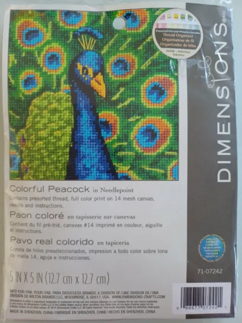 New, Dimensions, Needlepoint Kit 'Birdie' Printed Canvas With Threads.