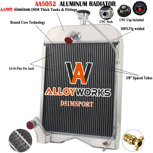 FOR FORD TRACTOR Radiator 2N 8N 9N 3 Row Aluminum Core Radiator 8N8005 ...