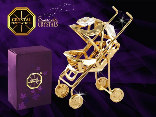 4909 Oro Buggy Silla de Paseo Piedra Swarovski Cristal 24 Quilates Cristal 7 CM