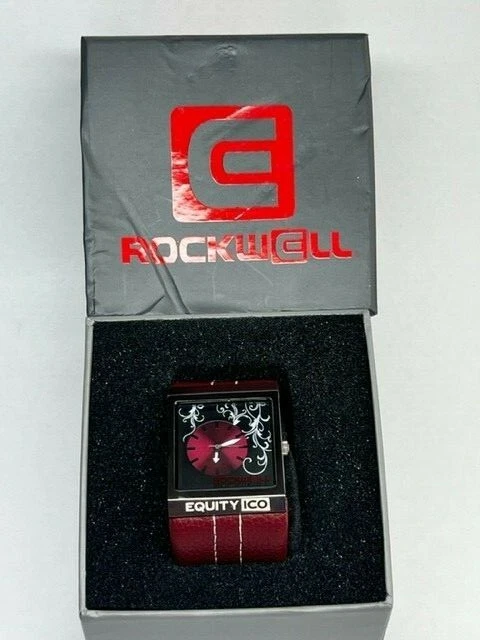 Ladies ROCKWELL Mercedes Black/Maroon Tone Quartz Watch New Battery