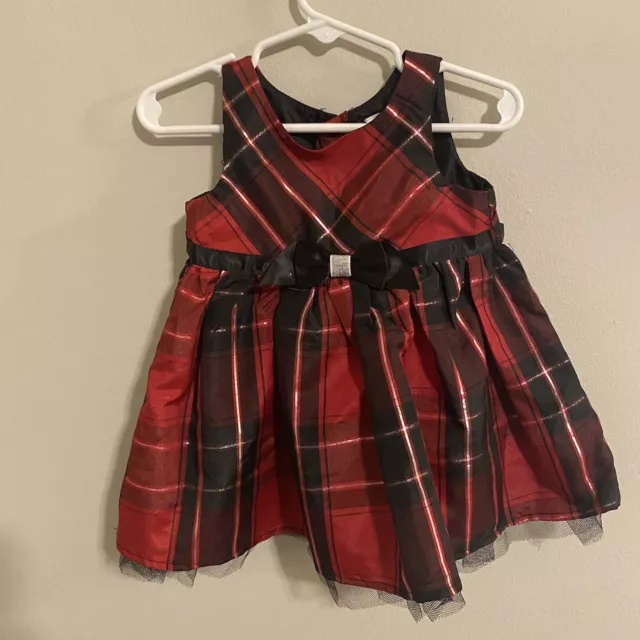 George Girls Infant Size 12 Months Christmas Red And Black Dress