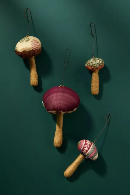 Anthropologie Sari Mushroom Ornaments, Set of 4