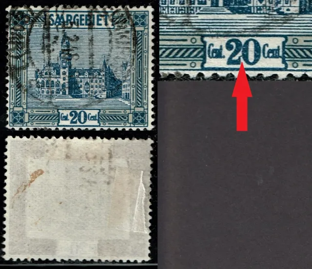 Saargebiet 1922 Mi.-Nr. 88 IV PF Plattenfehler gestempelt 