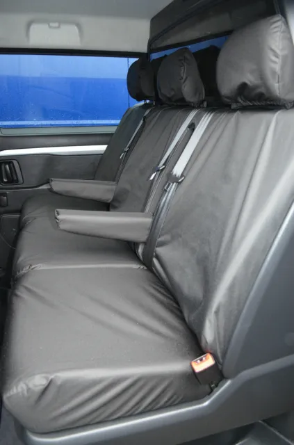 Citroen Dispatch 2016+ maßgeschneiderte Crew Cab hinten schwarz wasserdicht Sitzbezüge 2
