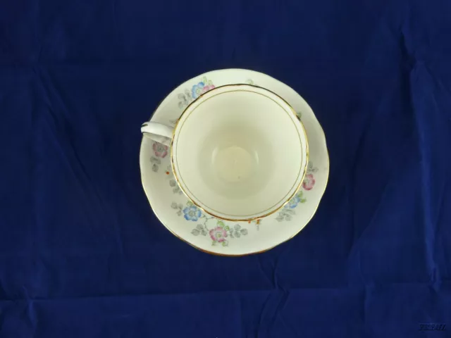 Royal Stafford Bone China Made in England Tea Cup and Saucer Black & Flowered 2