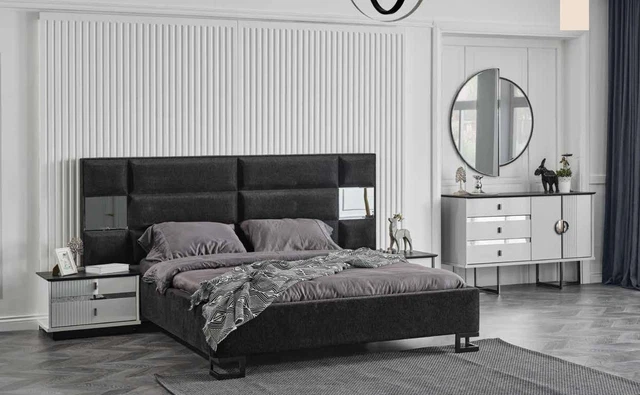 Luxe Chambre à Coucher Set Lit Nachttische Complète Aménagement Commode 4tlg