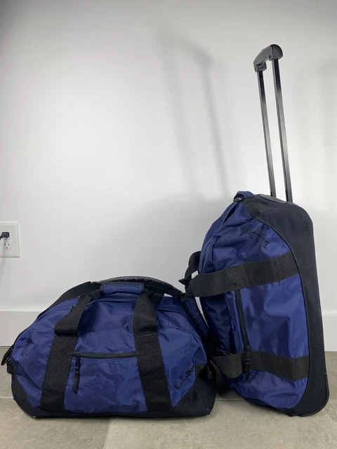 L.L. Bean Adventure Rolling Wheeled Duffel 0XN91 + Regular Duffel 0V273 Blue LL
