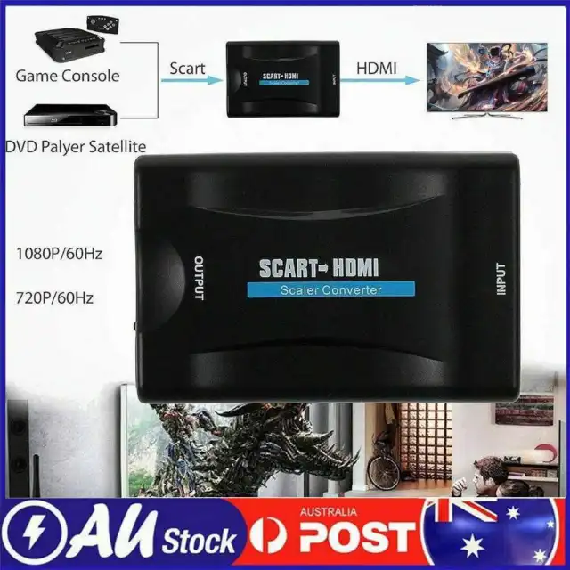 1080P SCART to HDMI Video Audio Upscale Converter Signal Adapter HD Receiver TV