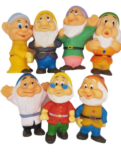 VINTAGE WALT DISNEY Seven Dwarves Rubber PVC Toys Squeaker 7 Dwarfs