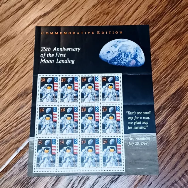 25th Anniversary of the First Moon Landing USPS Scott 2841 Sheet Stamps. PO