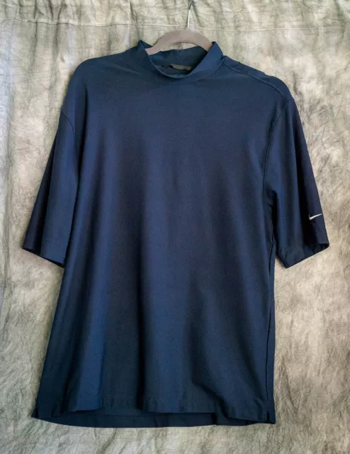 NIKE GOLF DRY Fit Short Sleeve Mock Neck Navy Blue Golf Shirt - Medium ...