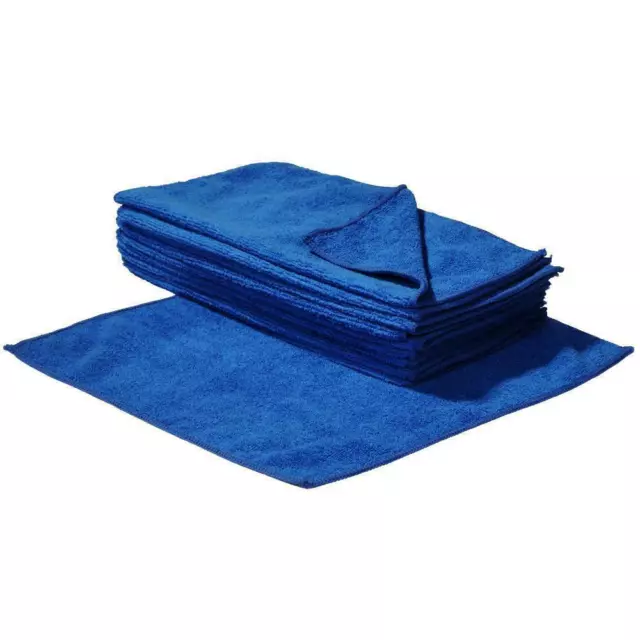 10 Chiffons en Microfibres Tissu 40x40 CM Bleu Voiture Etoffe de Polissage