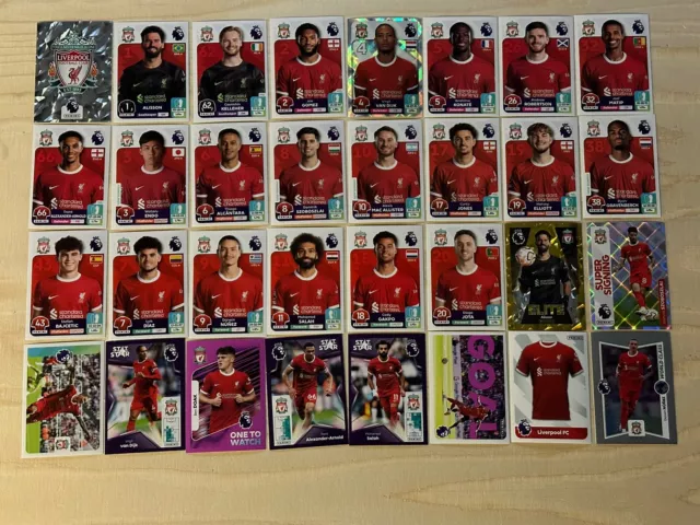 Panini Premier League 2024 Team Set Of All 32 Liverpool Stickers