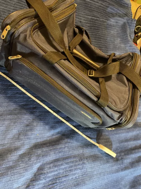 Vintage Samsonite Duffle Bag Navy Blue Carry-on Luggage Shoulder Strap Overnight