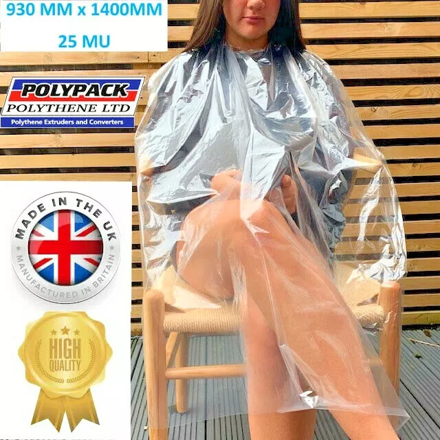 UK 500 Disposable Polythene Gown Hair Dressing Salon Cape Beauty Barber PPE