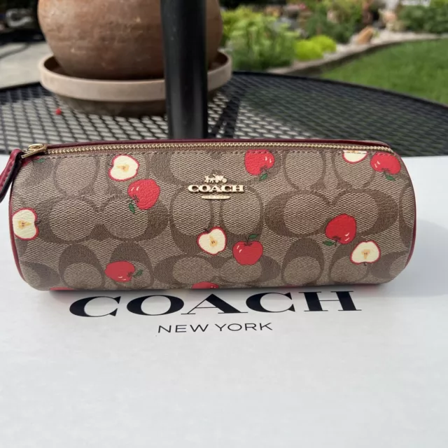 Coach 6980 Makeup Brush Holder In Signature Canvas With Apple Print