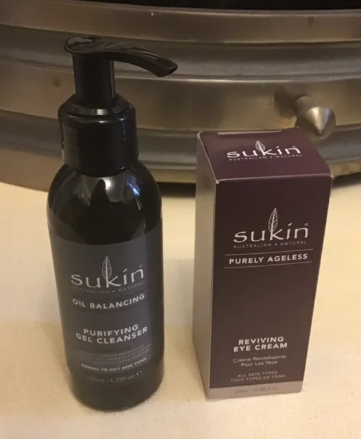 Brand new Sukin Purifying Gel Cleanser & Reviving Eye Cream